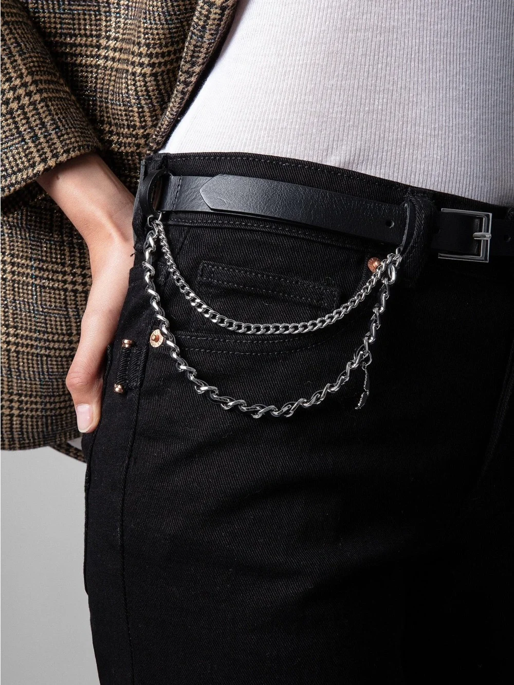 Zadig & Voltaire Rock Chain Belt Leather Belt